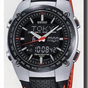 Rare Seiko Sportura SNJ007 Black Dial Watch with Orange Details